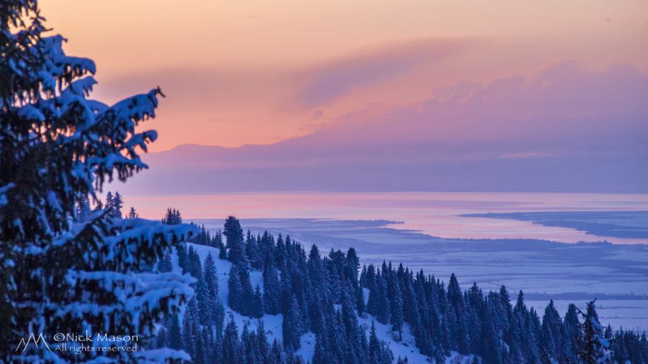 23 Alpenglow over Lake Issy Kul