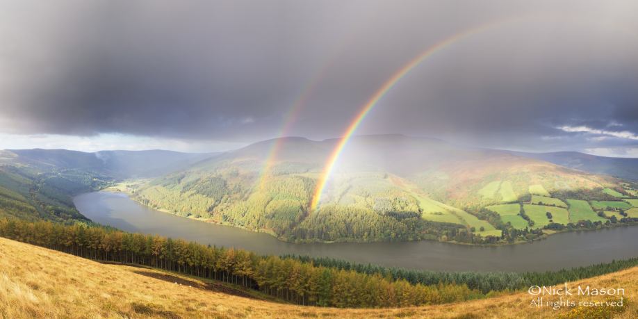 31 Autumn rainbows over Tal y Bont reservoir