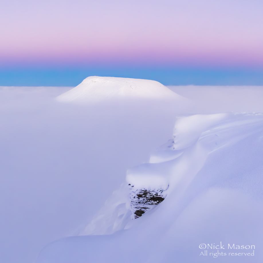52 Winter dusk - Pen y Fan seen from the summit of Corn Du