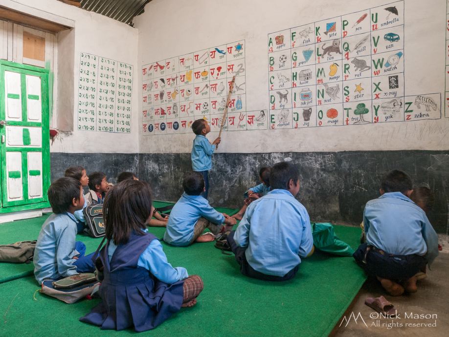 16 Learning the Devanagari alphabet in Gunsakot school