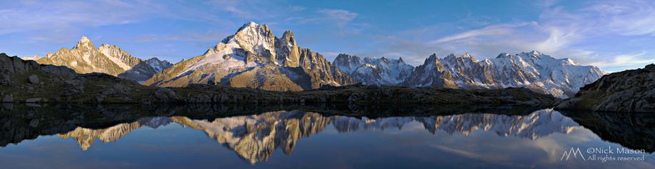01 Evening light on the Mont Blanc Massif reflected in the Lac des Cheserys