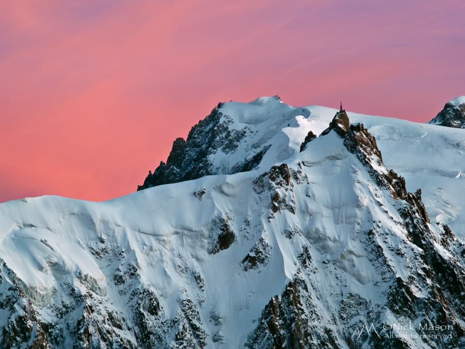10 The last light of day sets the sky above the Aiguille du Midi aflame
