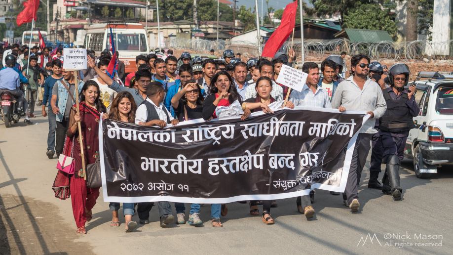 20 Demonstrating against the Indian fuel embargo in Autumn 2015