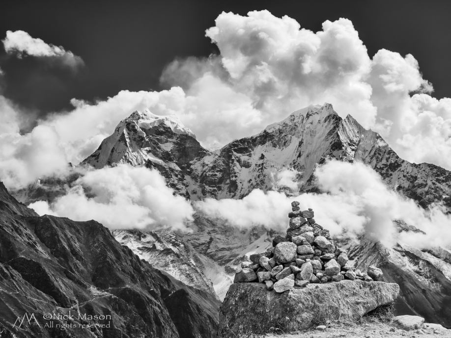 13 Afternoon clouds begin to build around Kantega and Thamserku, Nepal